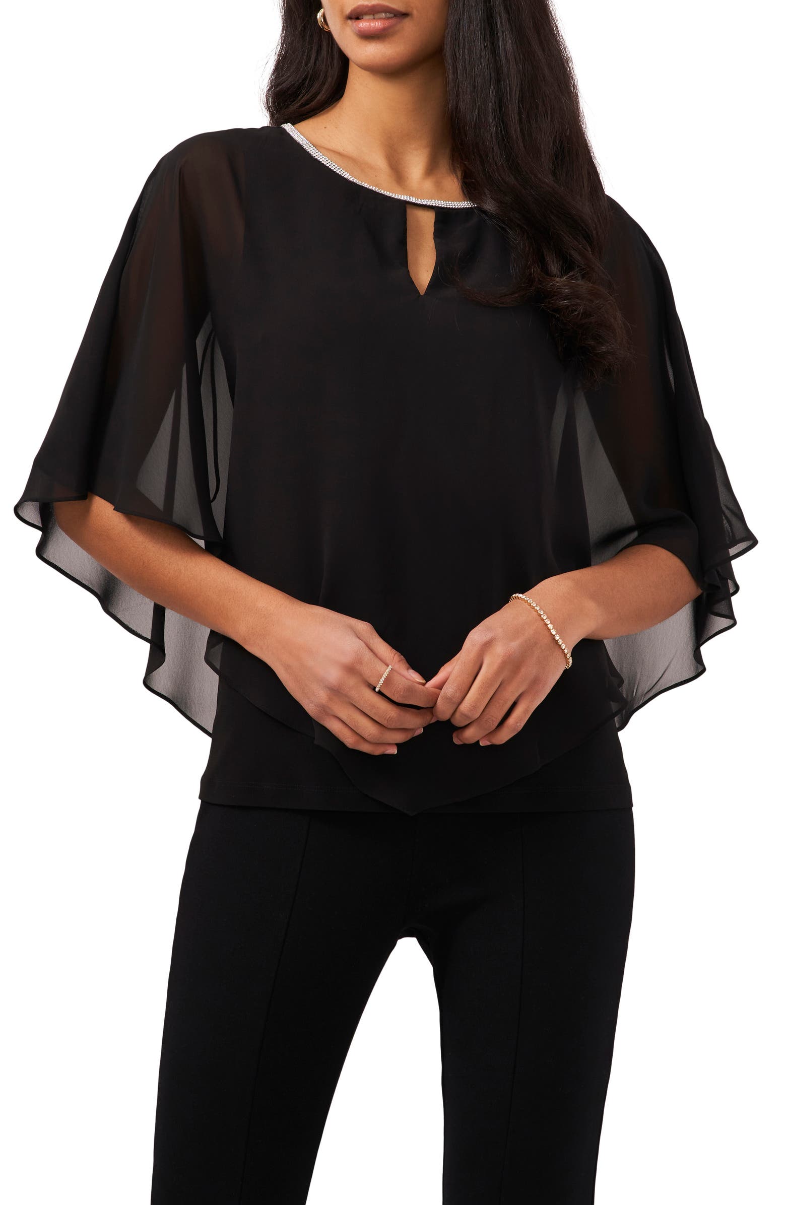 Chaus Keyhole Overlay Blouse | Nordstrom