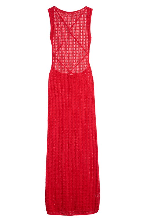 Shop Mistress Rocks Pointelle Knit Cover-up Maxi Dress In Red