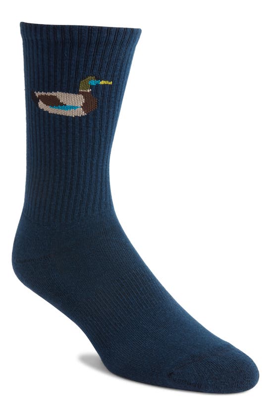 Shop American Trench What The Duck Crew Socks In Navy
