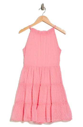 Ava & Yelly Kids' Clip Dot Trapeze Dress In Pink