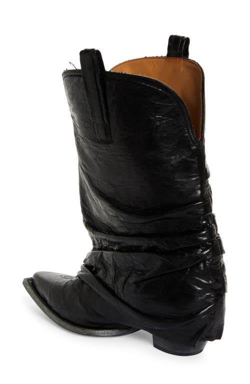 R13 Chunky Sleeve Cowboy Boot In Shiny Black