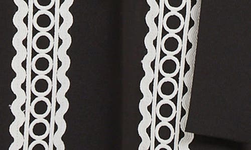 Misook Belted Eyelet-trim Twill Jacket In Black/white