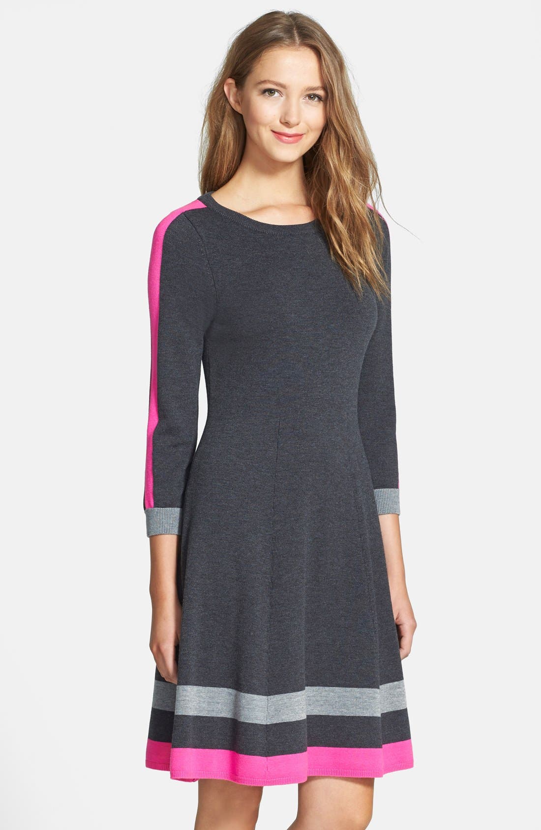 Eliza J Colorblock Fit & Flare Sweater Dress | Nordstrom