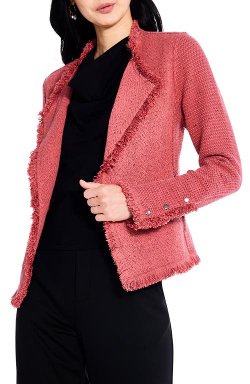 NIC+ZOE Fringe Mix Knit Jacket in Spice