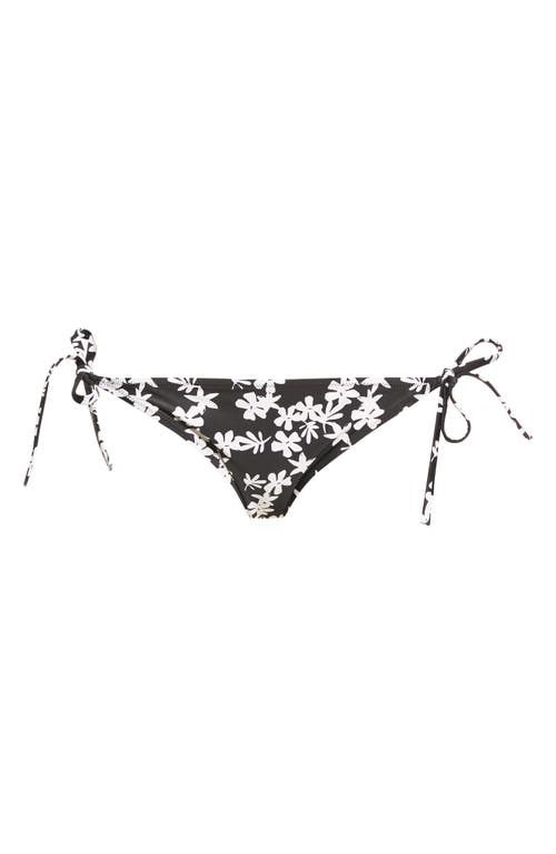 lemlem Sea Floral String Bikini Bottoms in Black