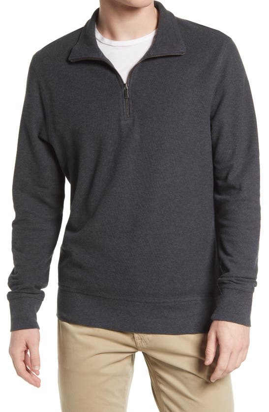 Nordstrom Quarter Zip Cotton Pullover In Grey Dark Charcoal Heather