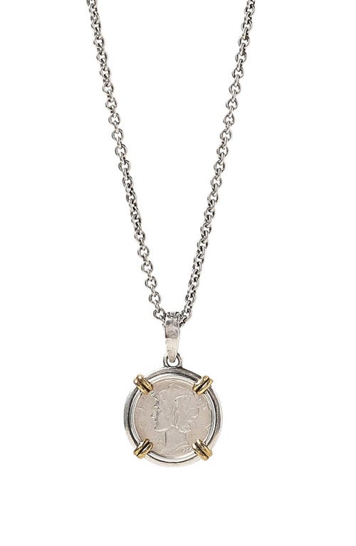 Mercury Coin Necklace in Brass Silver