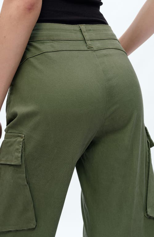 Shop Bayeas Fann High Waist Wide Leg Cargo Jeans In Green