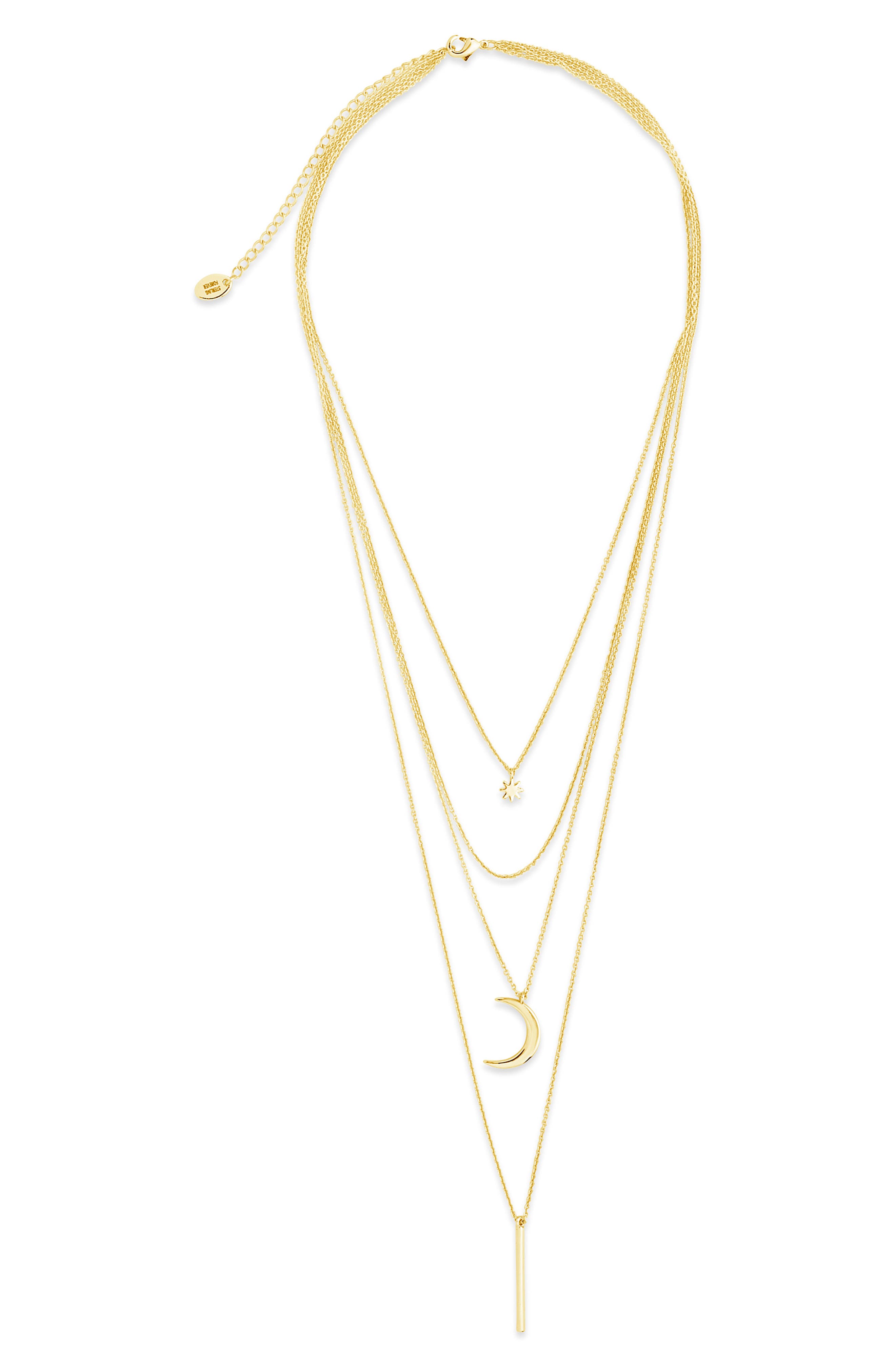 sterling forever triple layered bar necklace