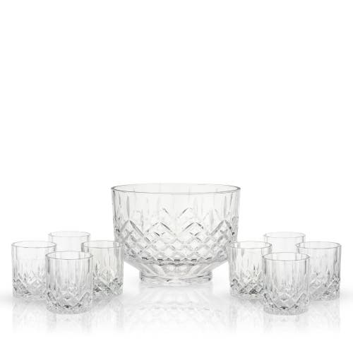 Viski Admiral Crystal 9-piece Punch Bowl & Tumbler Set In Clear