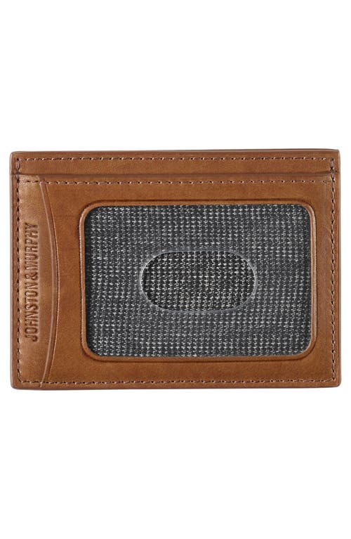 Johnston & Murphy Rhodes Weekend Leather Card Case In Tan Full Grain