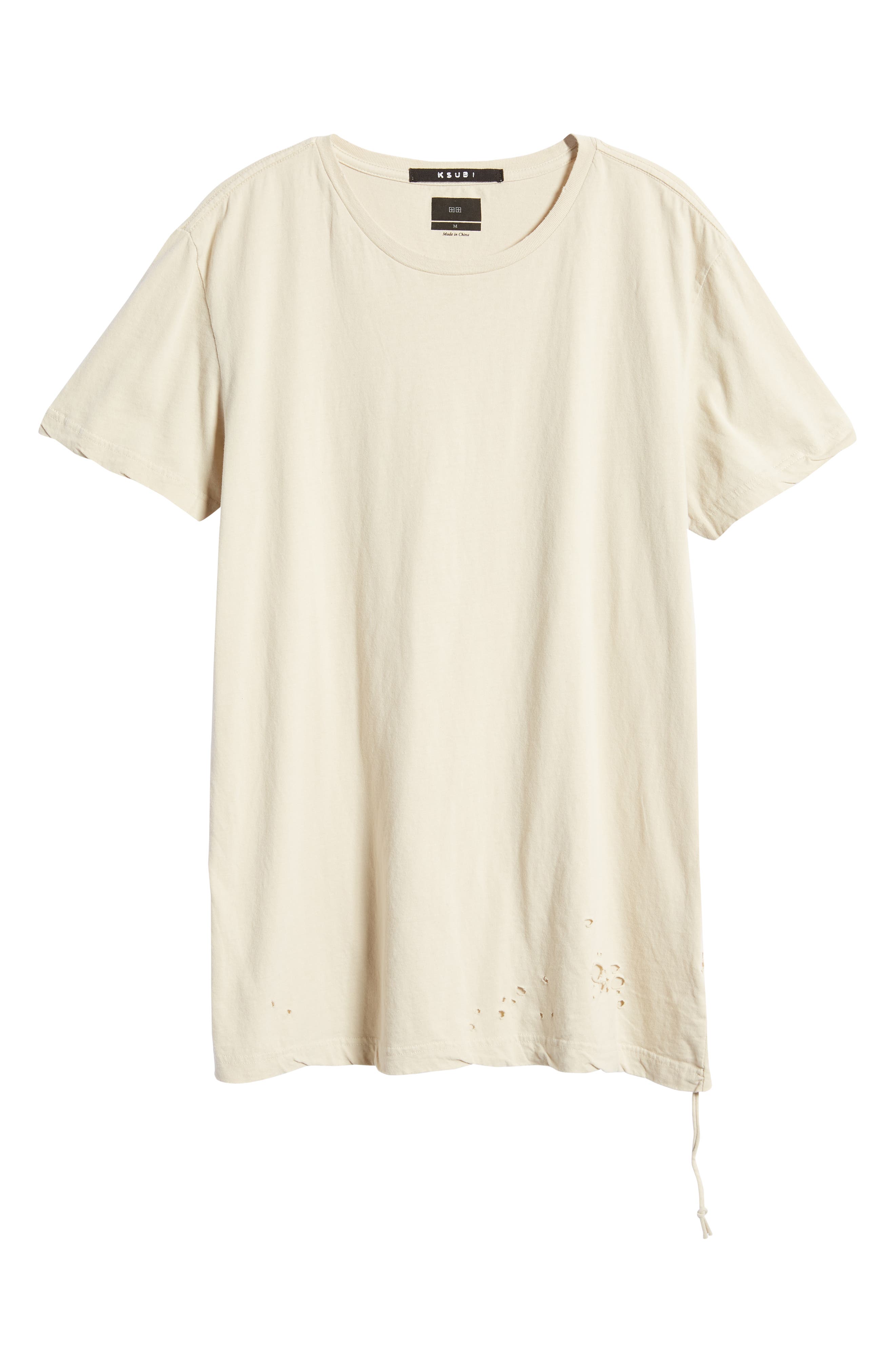 Ksubi Distressed Longline T-Shirt in Tan at Nordstrom, Size Medium