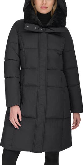 Cole Haan Channel Quilted Shimmer Nylon Puffer Coat with Removable Hood Nordstrom