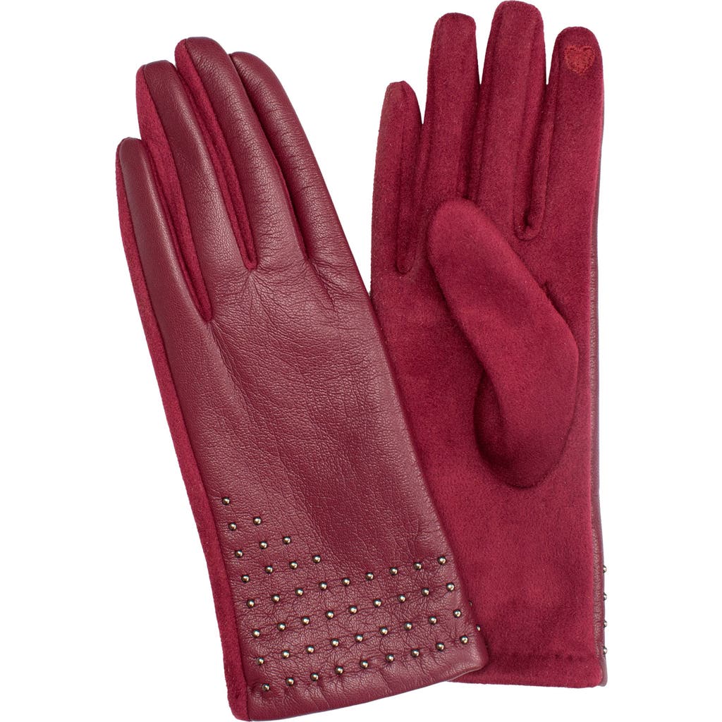 Marcus Adler Faux Leather Gloves In Burgundy
