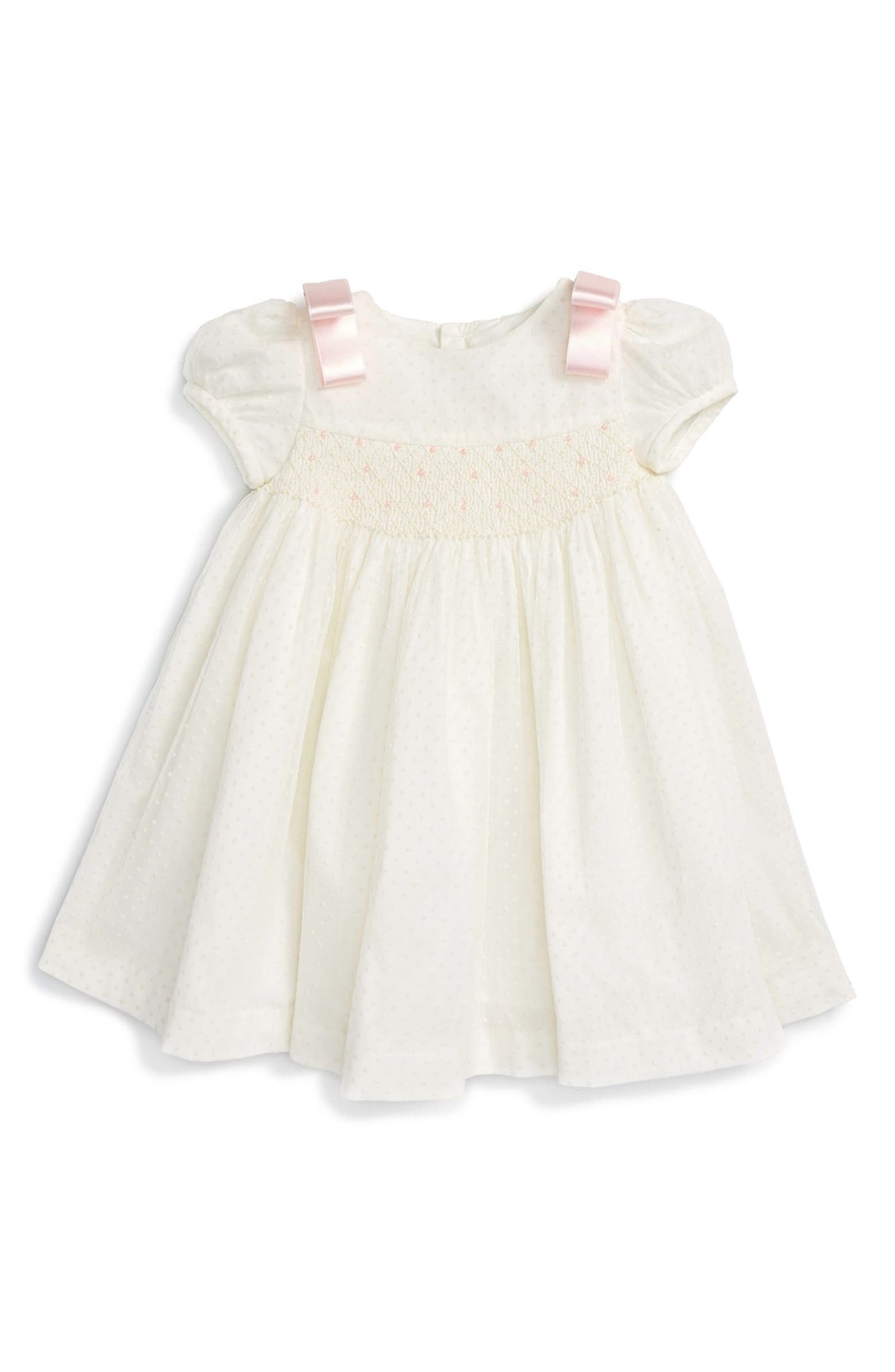 Luli & Me Dotted Tulle Smocked Dress (Baby Girls) | Nordstrom