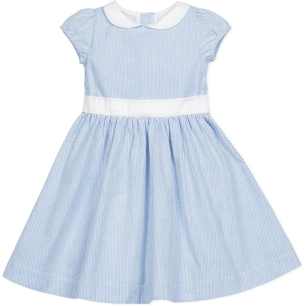 Hope & Henry Girls' Short Sleeve Seersucker Dress With Peter Pan Collar, Toddler In Blue Seersucker