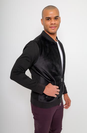 Velvet quilted sales bomber jacket