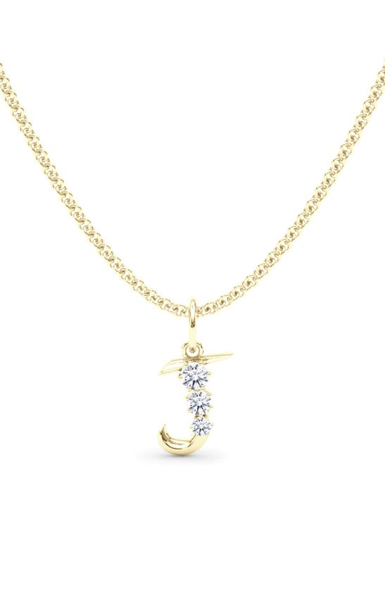 Hautecarat Graduated Lab-created Diamond Initial Letter Pendant Necklace In J - 18k Yellow Gold