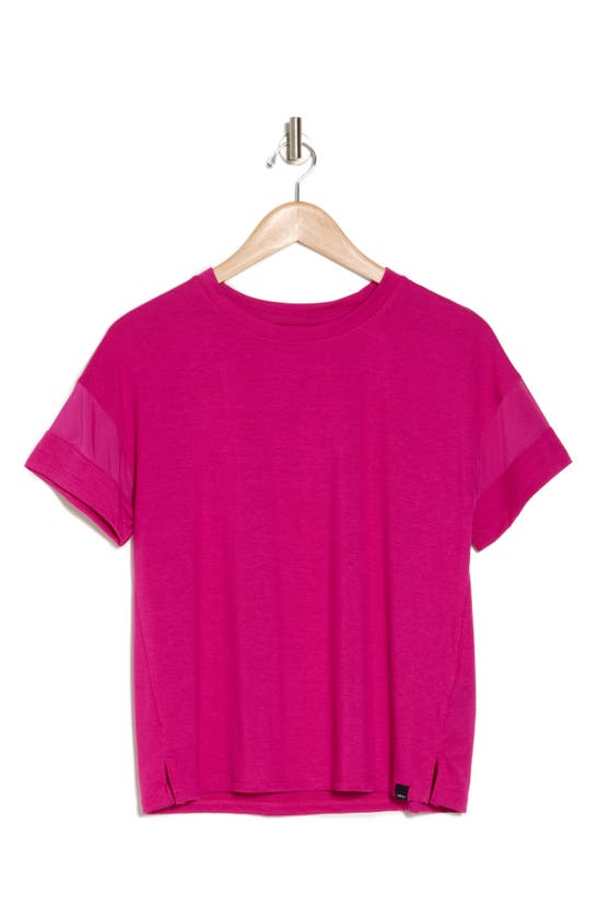 Andrew Marc Sport Marc New York Performance Mesh Sleeve Boxy T-shirt In Pink