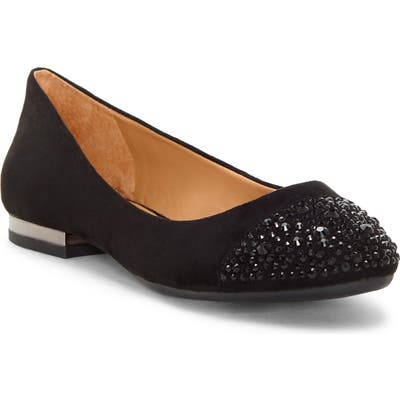 Jessica Simpson Genia Crystal Cap Toe Flat, Black