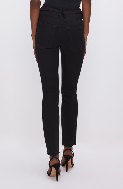 Shop Good American Good Petite Raw Hem Mid Rise Skinny Jeans In Black001