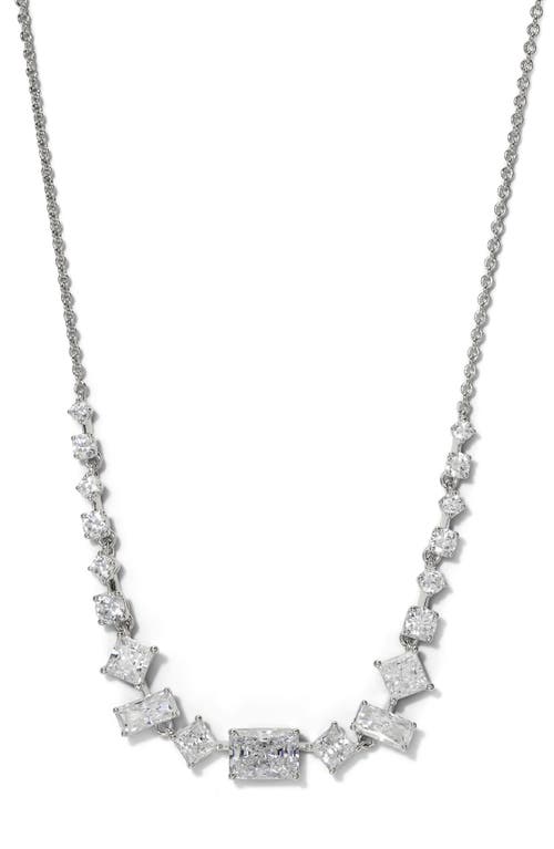 Shop Nadri Cubic Zirconia Frontal Necklace In Rhodium