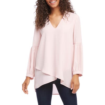 Karen Kane Bishop Sleeve Crossover Blouse, Pink