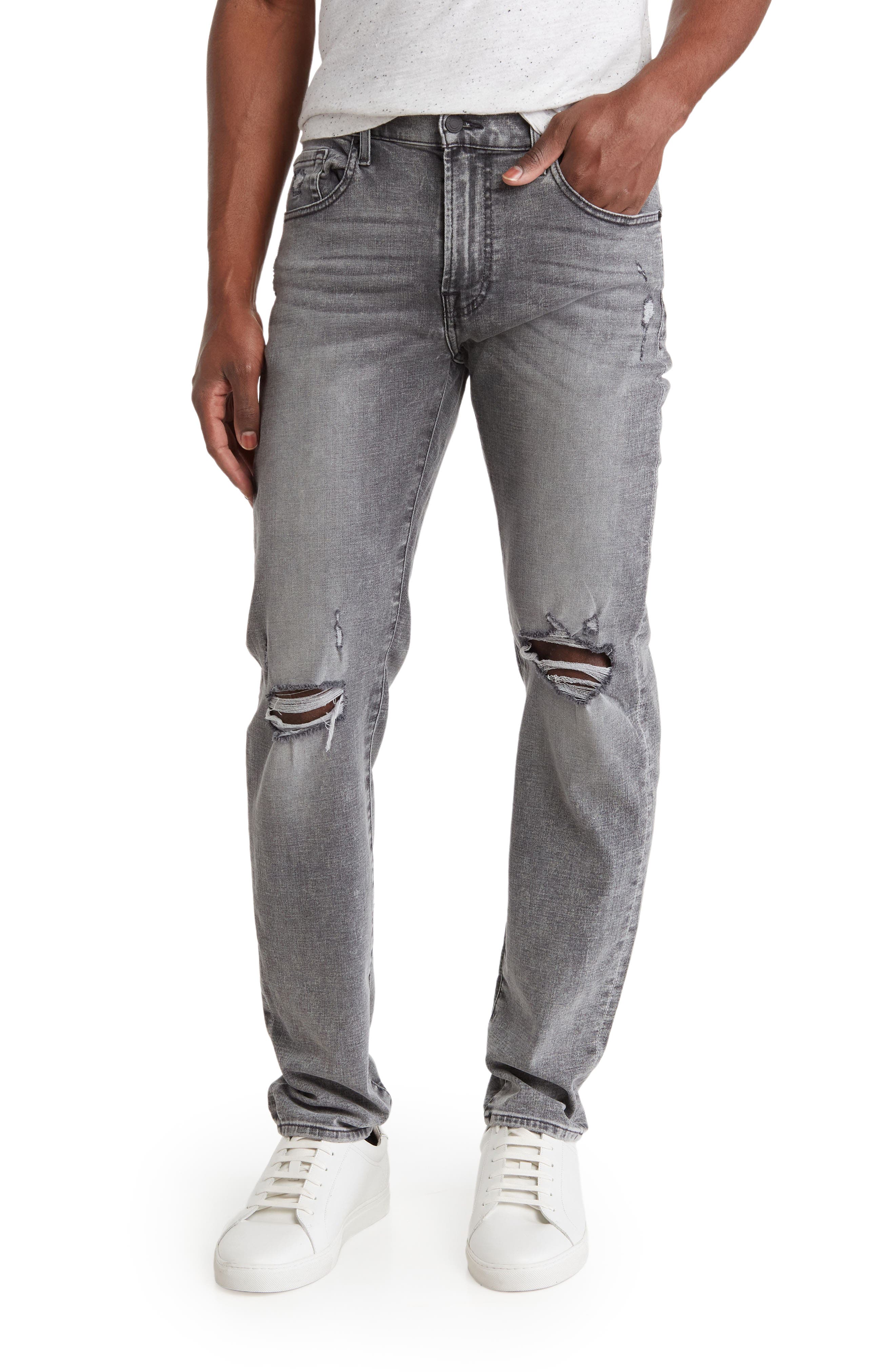 grey ripped jeans slim fit