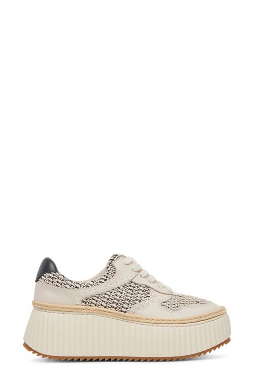 Dolce Vita Dandi Platform Sneaker In Black/natural Raffia