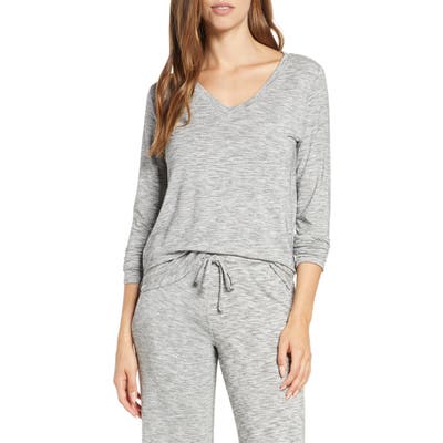Nordstrom Moonlight V-Neck Long Sleeve Pajama Top, Grey