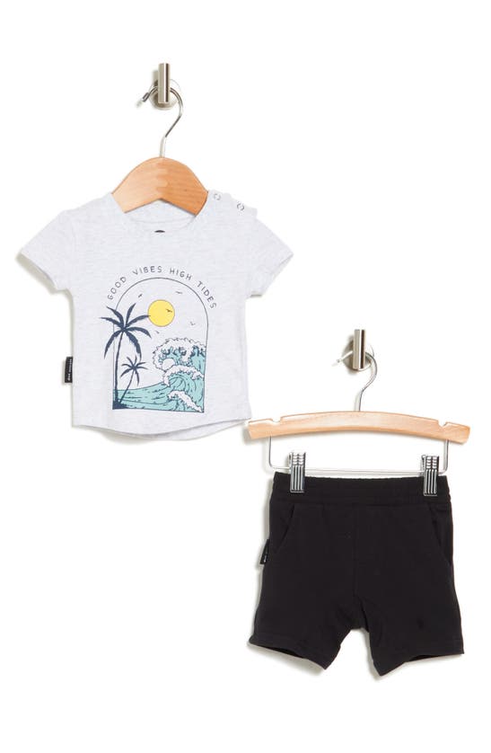 Shop Dot Australia High Tides Graphic T-shirt & Shorts Set In Grey Multi
