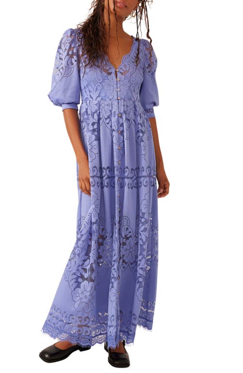 Free People Shadow Dance Lace Detail Maxi Dress in Persian Jewel at Nordstrom, Size X-Small