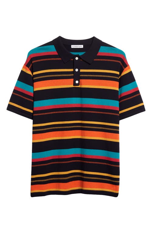 F-LAGSTUF-F Stripe Cotton Polo Shirt in Black