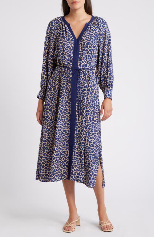 Shop Tommy Bahama Safari Spots Puff Sleeve Midi Dress In Island Navy