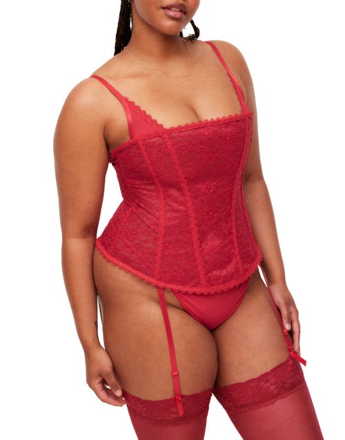 Shop Adore Me Vira Corset & G-string Set In Dark Red