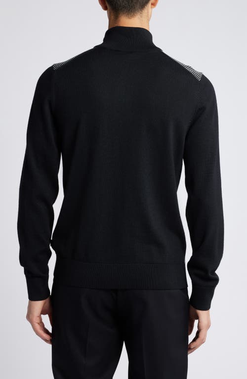 Shop Hugo Boss Boss Dambino Half Zip Virgin Wool Pullover In Black