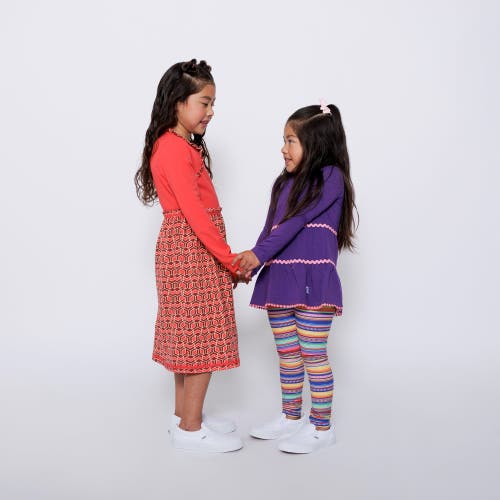Mixed Up Clothing Girls Tiered Tunic And Legging Set In Purple Multicolor Stripe