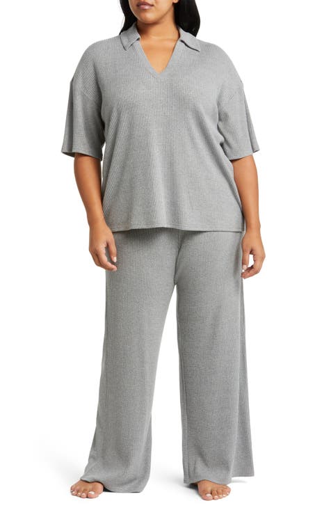 Pajamas Grey Cotton Sleepwear for Women Single Breasted Button