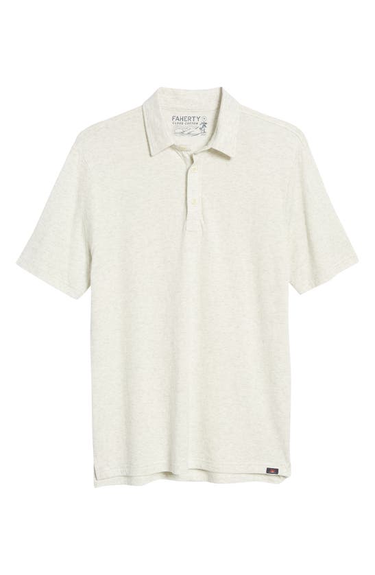 Faherty Cloud Cotton Blend Polo In Pebble Heather