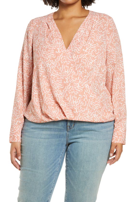 Halogen Cross Front Blouse In Pink Fluid Lines