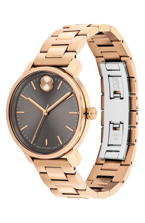 Movado Women's Bold Access Swiss Quartz Ionic Plated Carnation Gold Steel Watch 34mm In Rose Gold/gray