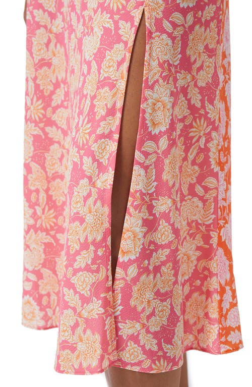 Shop French Connection Cosette Verona Floral Midi Skirt In Rose/mandarin Orange