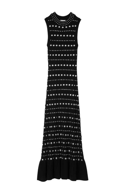 Shop Sandro Knit Maxi Dress With Studs In Black