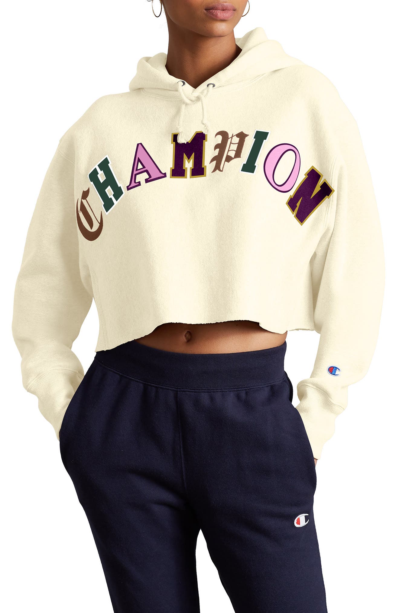 champion reverse weave hoodie cropped