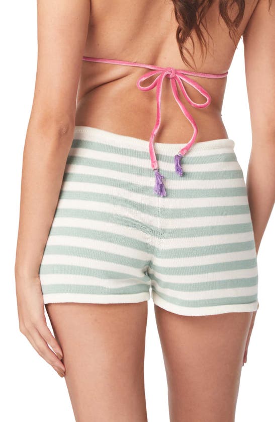 Capittana Maddy Stripe Cover-up Shorts In Mint
