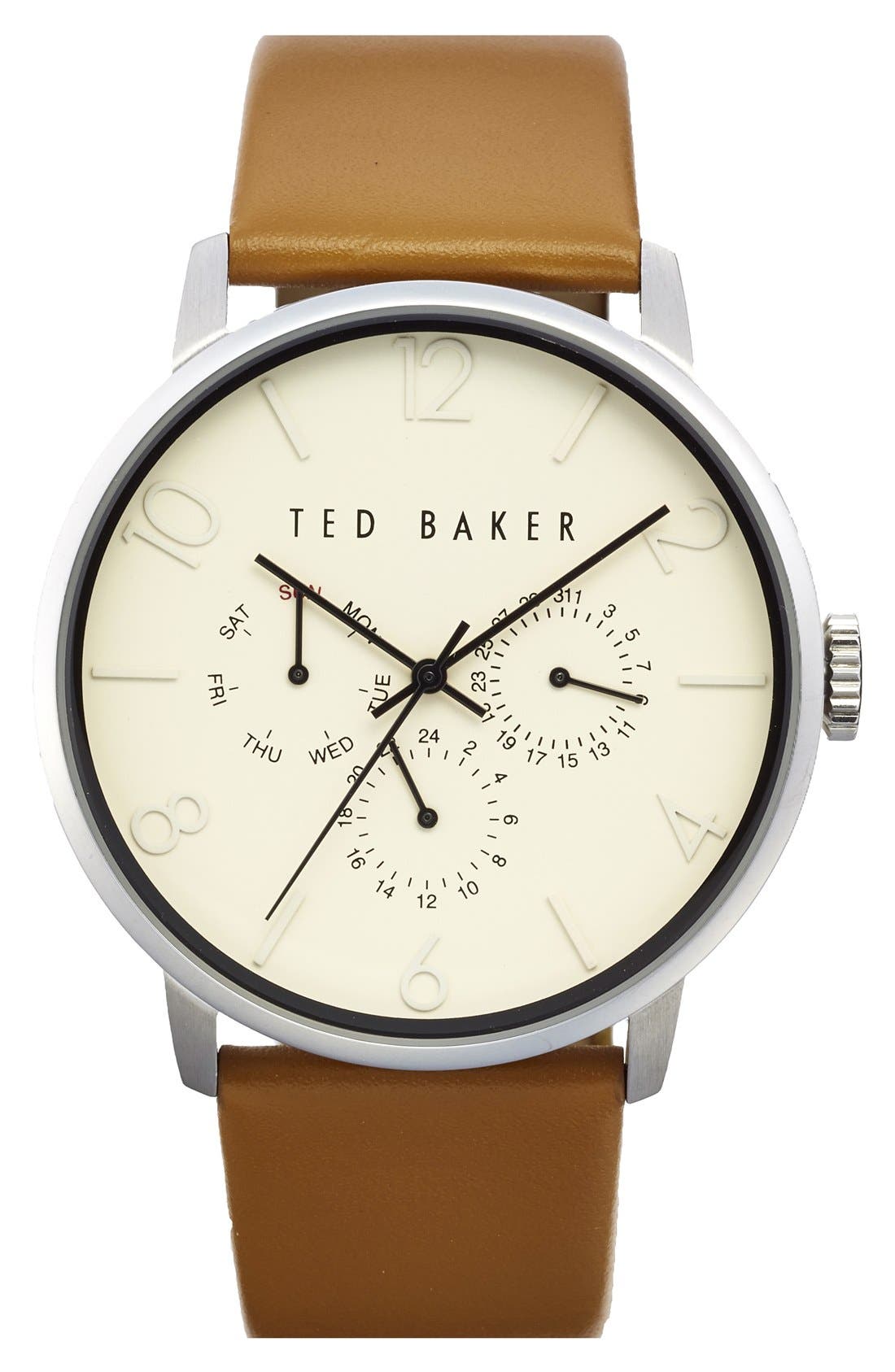 Ted Baker London Multifunction Leather Strap Watch, 42mm Nordstrom