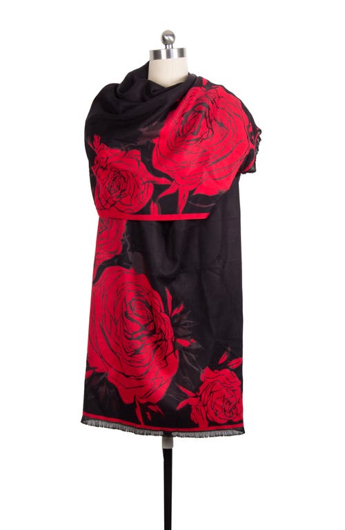 Saachi Floral Reversible Scarf In Red/black