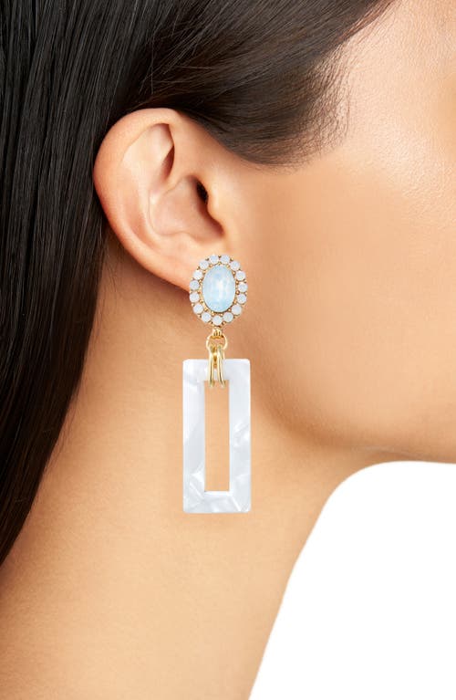 Shop Tasha Crystal Enamel Drop Earrings In Gold/blue/white