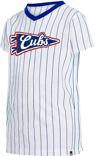Chicago Cubs New Era Women's Boxy Pinstripe T-Shirt - White
