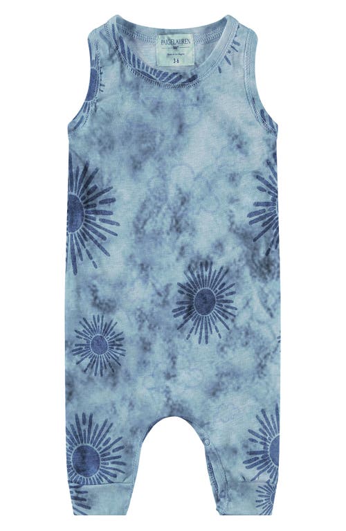 PAIGELAUREN Palm Burst Tie Dye Recycled Cotton & Polyester Romper Navy at Nordstrom,